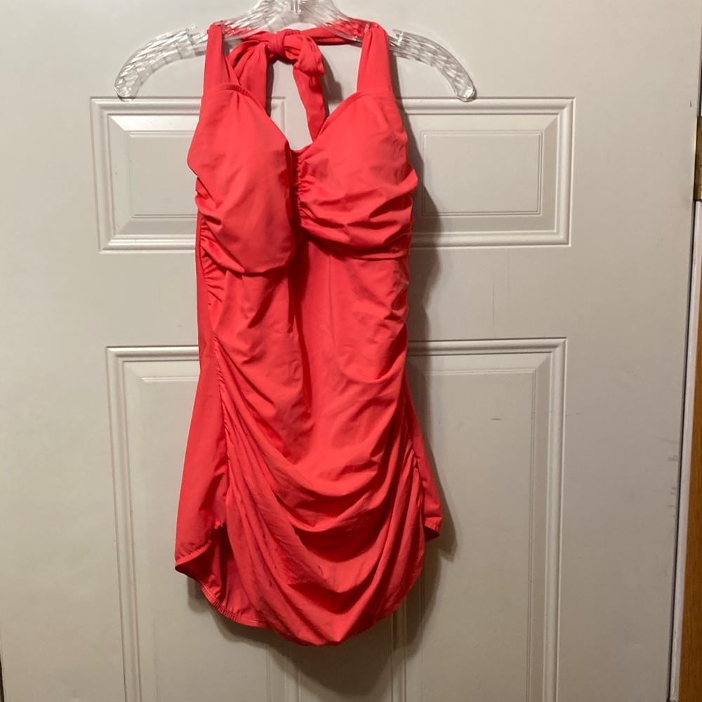 Coral Halter‎ One-Piece Swimsuit 1X